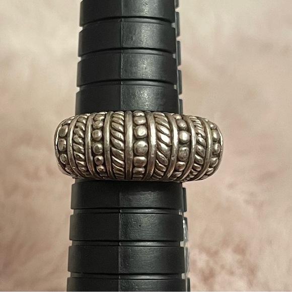 Brighton 925 Sterling Silver Sayan Domed Raised Art Deco Ring Rippled Braided - Picture 6 of 7